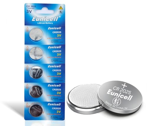 Eunicell - 20 x CR2025 3V Lithium Coin Battery/Button Cell Battery - Suitable for use in LED lights, Digital Voice Recorders, Toys, Blood Glucose, Cholesterol Testing, Meters, Toys