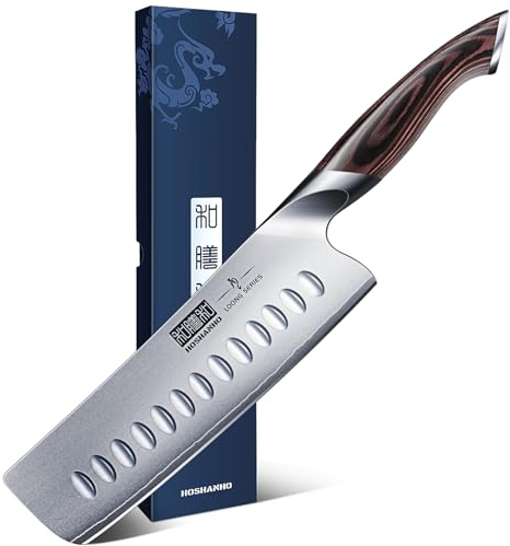 HOSHANHO Coltelli da Cucina Nakiri da 18 cm, Coltello da Cucina giapponese in Acciaio Inossidabile ad alto Tenore di Carbonio, Coltello da Chef Multiuso Affilato per Carne e Verdure con Manico