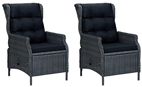 Makastle 9-TLG. Gartenmöbel Set, Gartensofa mit Kissen & Tisch, Outdoor Lounge Sofa Balkonmöbel Terrassenmöbel Gartengarnitur Sitzgruppe für Terrasse und Balkon, Poly Rattan Dunkelgrau