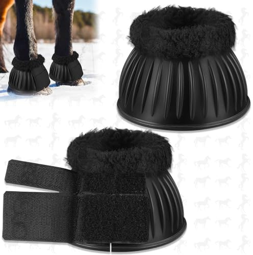 Abbylike 1 Pair Fleece Bell Boots for Horses, L, Black