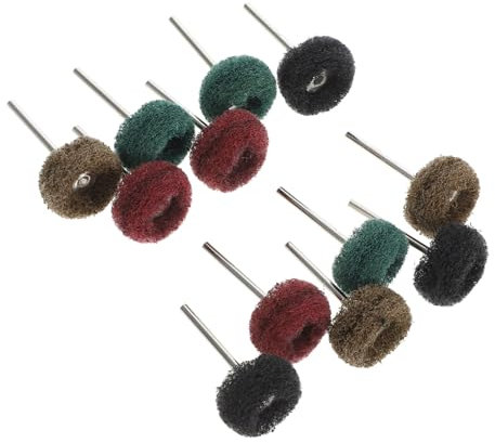 JECOMPRIS 12pcs Scouring Pad Grinding Head for Drill Polishing Wheel for Drill Buffing Wheels Refurbishment Kit and Car Polishing Tasks