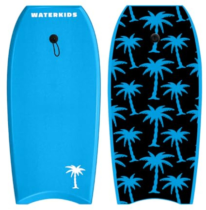 Bodyboard para niños de 36 pulgadas y correa, gráficos elegantes, bodyboard ligero y suave, núcleo de espuma EPS, parte inferior lisa de polietileno de alta densidad y correa de muñeca incluida, ideal