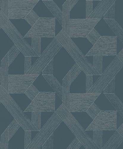 Rasch SCHÖNER WOHNEN-Kollektion Vliestapete LINES 600414 mit geometrischem Motiv in Petrol - 10,05 m x 0,53 m
