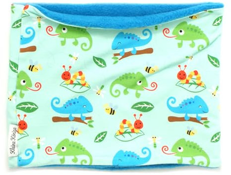 Kleine Könige Loop Schal Kinder Jungen bis 10 Jahre · Modell Eidechse Raupe Krabbeltiere aqua · Innen Fleece petrol · Made in Germany