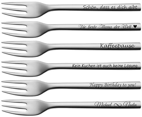 WMF Nuova Kuchengabel mit Gravur nach Wunsch Edelstahl 16 cm Kuchen Gabel (6)