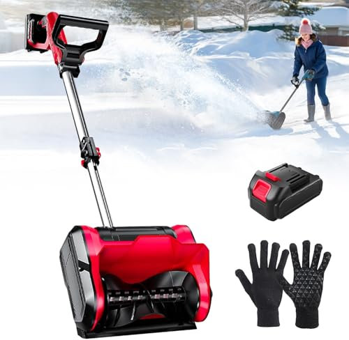moupeaktain Pala da Neve Elettrica Senza Fili, 12.6 Pala da Neve per Vialetti, Spazzaneve con Manico Regolabile/Batteria da 4ah / Caricabatteria, per Patio E Terrazza