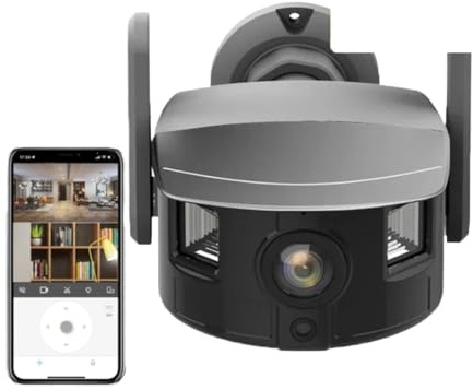 Caméra de sécurité Caméra 4K 8MP grand Angle 180 °, Double sortie d'écran, caméra extérieure étanche IP67, contrôle PTZ, application de suivi AI, avertissement automatique Sans aucun doute une connexi