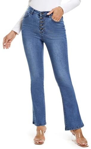 MIRLCIMR Dam hög midja stretch klocka underdel byxor push up rumpa lyft smala colombianska jeans, Mörkblått, 38