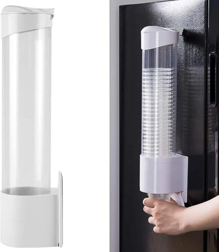 PAIKIUU Cup Dispenser Disposable Paper Cup Dispenser Wall Mounted Household Water Cup Organizer Transparent Dust-Proof Storage Rack for Offices Homes Restaurants
