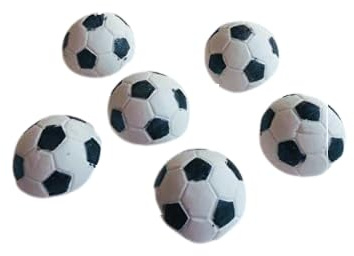 6 Edible Sugar Fondant Sports Balls; Rugby, Soccer Footballs, Basketballs, Tennisballs, golfballs, Baseballs; Select balls; 2.8cm Each. Handmade Cake/Cupcake Toppers/Decoration (x6 Soccer Footballs)