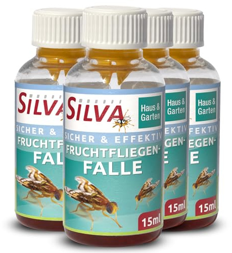 SILVA® Fruchtfliegenfalle [15 ml] – Effektive Obstfliegen- & Mückenfalle mit Essig-Köder – Für Innenräume – Trauermückenfalle – Fruit Fly Trap – Fliegenabwehr ohne Chemie (4)