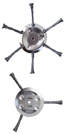 Steel Wire Strimmer Head 5.9 Inch (150mm) OD & 1.95in (5mm) ID, Knotted Brush Cutter Universal for Lawn Mower Attachments, Moss Weed Remover 6 head 2pcs