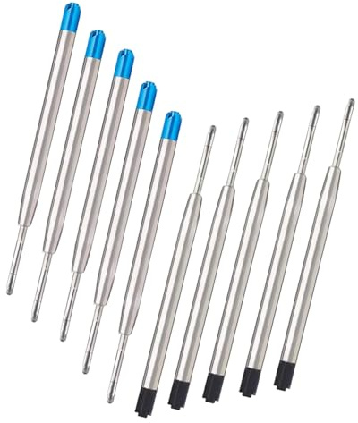 Lot de 10 Recharges pour Stylo à Bille Cartouche Stylos Bille Compatible avec Format G2 Recharge Multifonction en Métal pour L'École Le Bureau