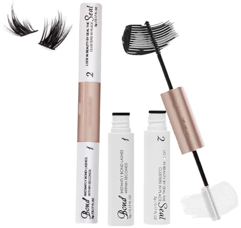 2PCS Bond and Seal Lash Glue, Super Strong Hold Cluster Lash Adhesive Latex Free Waterproof Cluster Lashs Glue, Eyelashes Glues Eyes Lashs and Seals Individual Eyelash Glues for Eyelash Extension