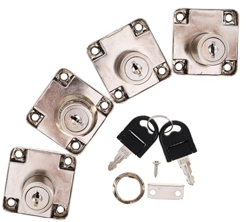 DECOMELODY 4 Sets Office Desk Drawer Locks with Screws Zinc Alloy Cabinet Lock Replacements for Secure Furniture Drawers Mailbox and File Cabinets Versatile Security for Home and Office