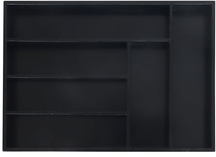 Portaposate Relaxdays, Inserto per cassetto con 6 Scomparti, bambù, H x L x P: 5 x 35,5 x 25,5 cm, Nero