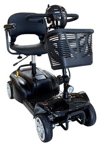 Scooter Elettrico per Disabili e Anziani Pieghevole per Persone con Mobilità Ridotta, Sedile Girevole 360°, Braccioli Ribaltabili, Cestino, Dotato di Presa di Ricarica, Dispositivo Medico Classe 1
