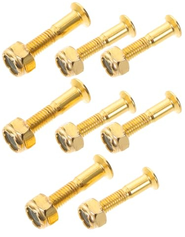 SOPOTUTU 8 Jeux De Vis Et Écrous pour Skateboard Vis Et Boulons pour Plateau Visserie pour Trucks De Skateboard Visserie De Montage Et Longboards Couleur Or