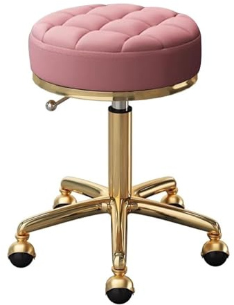 MEVZHH Verstellbarer Rollibeauty Hocker Drehbarer Pu Ledersitz Edelstahld Rahmen Idealer Salon Stukomfort Stil/Rosa