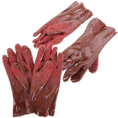 OATIPHO 2 Pairs Reusable PVC Plumbing Gloves Heavy Duty Waterproof Drain Cleaning Gloves Non-Slip Sturdy for Plumbers and Home Maintenance