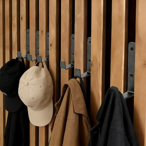 Mirrwin 8 Stück Haken für Akustikpaneele, Akustikpaneele Wandpaneele Kleiderhaken Kleiderhaken Wand mit Gummistopfen und Schrauben Garderobenhaken Schwarz für Jacken, Mäntel und Hut, 13mm (Schwarz2)