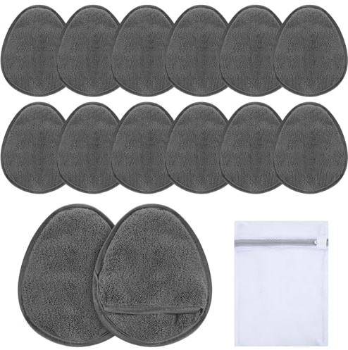 Abschminkpads Waschbar 12 Stück Wattepads Wiederverwendbar Tropfenform Abschminken Pads Microfibre mit Waschsack für Augen- und Gesichts Make-up