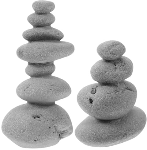 Gemuseeee Garden Stones, 2-Pack Hand-Molded Sandstone Stacking Rocks for Zen Decor, Natural Looking Mini Landscape & Home Office Ornament Garden Stones, Stacking, Rocks, Rock Decor, Stone Deco