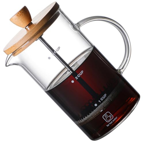 GATHINESS Cafetera de Vidrio Borosilicato 400 Ml Prensa Francesa y Tapa de Bambú Prensa Manual para Preparar Café en Casa Tetera Reutilizable para Beber Café Práctica de Vidrio