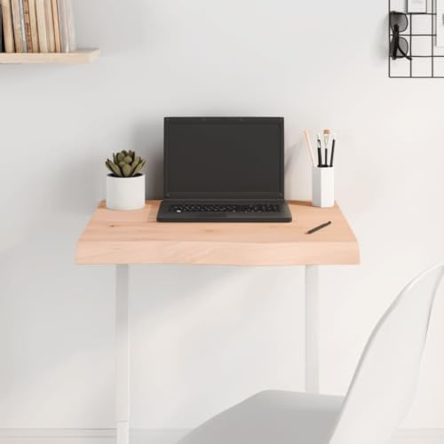 RCODSSK Tavolo in legno massello di quercia non trattato con bordo naturale – Piano 60 x 40 cm in legno di quercia non trattato per progetti fai da te