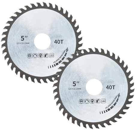 Gansdnek 2 Pcs 5 Inch 125mm Carbide Circular Saw Blade, 40T Angle Grinder Wood Cutting Disc, Angle Grinder Wood Blade, Carbide Finishing Saws Blade for Wood Plywood MDF Plastic Drywall Lumber Laminate