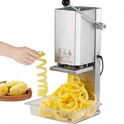 Cortador eléctrico de patatas, cortador en espiral de tornado de acero inoxidable, grosor ajustable de 3 a 10 mm para tiendas de aperitivos, restaurantes, cocinas domésticas