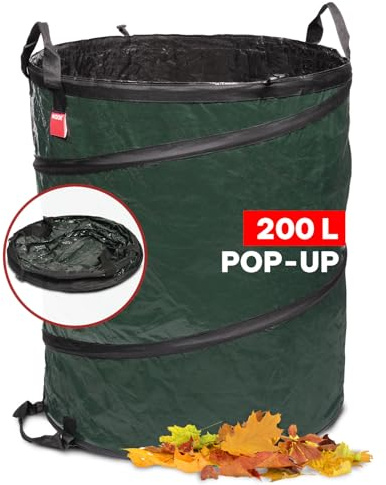 NOOR Gartensack POP-UP Größe XL 200 Liter - Gartenabfallsack selbststehend und faltbar - reißfester Laubsack zum Transport von Gartenabfällen wie Grünschnitt und Baumschnitt - Ø 70 x 60 cm
