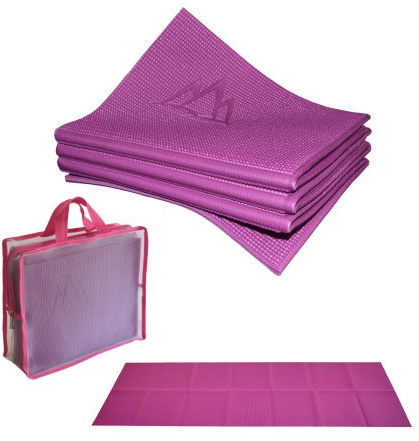 Khataland YoFoMat - Best Travel Yoga Mat - Magenta, Extra Long 72, 1/6 Thick -Foldable to 12x10x3, Eco Friendly, Free From Phthalates/Latex