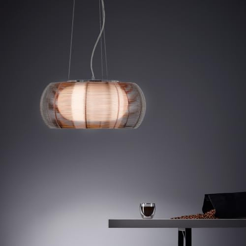 stilvolle Hängelampe - Pendelleuchte mit dekorativem Glas-Schirm - in der | stilvolle Hängelampe - Pendelleuchte mit dekorativem Glas-Schirm - in der Höhe kürzbar - Metall/Glas Bronze/Chrom - 40cm