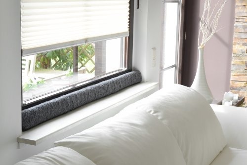 Zugluftstopper 120cm Fenster Schurwolle Türstopper Zugluftstop Anthrazit