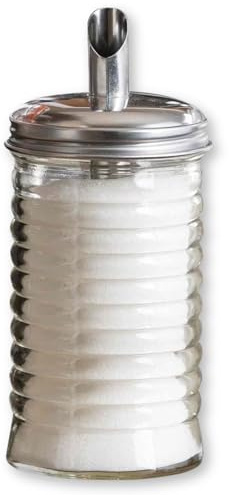 TableCraft HBH860 Beehive Collection Sugar Pourer, 12 oz. Capacity, 6-5/8H, Dishwasher Safe, Durable Stainless Steel Pour spout, Glass, Clear