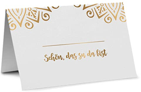 Partycards Tischkarten Geburtstag, Tischkarten Hochzeit, Tischdeko Hochzeit, Hochzeitsdeko Tisch - 50 Stück, Namensschilder, DIN A7, Platzkarten Kommunion, Namenskarten Konfirmation, Taufe