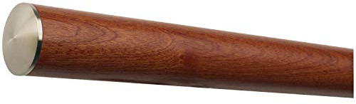 TIBU Mahagoni Sipo Handlauf Geländer 30-500cm mit Edelstahl Enden Wandhandlauf Wand Treppe, Länge 4900 mm / 490 cm / 4,9 m und Enden leicht gewölbte Edelstahlkappe