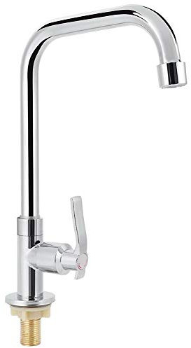 Yolina Miscelatore per acqua fredda, rubinetto girevole a 360 gradi, Cromato, Argento, adatto per lavello da cucina, Monoforo, Senza piombo