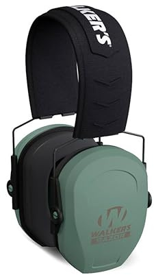 Walker's Razor Slim Passive Muff - Low-Profile Compact Folding 27dB NRR Noise-Blocking Hunting Gun Range Shooting Hearing Protection Passive Muff, Sage Green