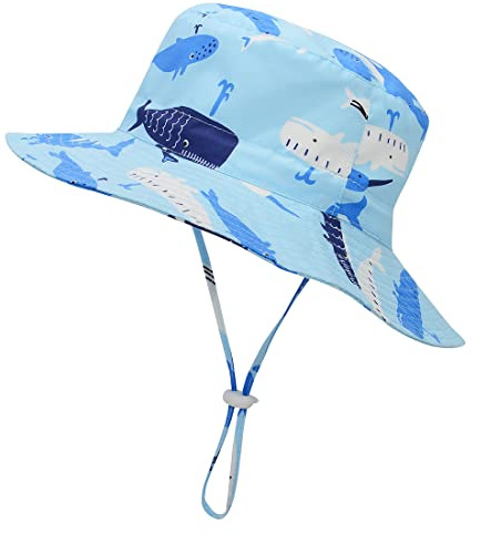Durio Baby Sonnenhut Atmungsaktiv Sommerhut Kinder Fischerhut UV-Schutz Unisex Cap mit Verstellbarem Bindebändern