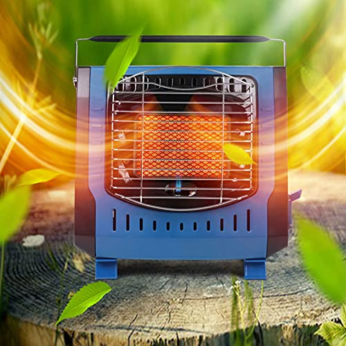 Aocet Chauffage au Gaz de Camping et Tente, Chauffage à Gaz Butane Portable, Réchauffeur à Gaz de Extérieur, Camping, Terrasse, Pêche, Randonnée, 2000W, Bleu