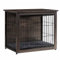 DWANTON Cage pour Chien avec Coussin, Caisse en Bois avec Double Portes, Niche pour Chien de Petite, Moyenne et Grande Taille, Table d'appoint, Taille S, 69,1 cm de Long, Gris foncé