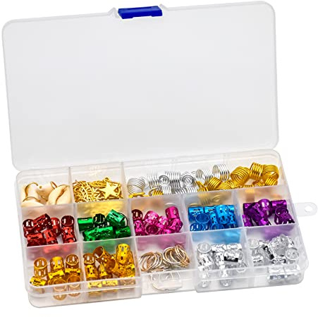 Skyzone Hair Jewellery for Women - Braids Accessories, 150PCS Dreadlocks Including Metal Cuffs, Hair Rings, Shell Charms, Star Braiding Pendants, Clips