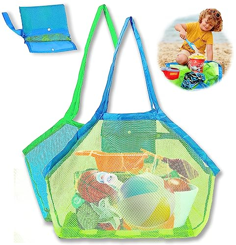 2 Pièces Sac de Jouets Plage Maillot de Bain, Sac Rangement Jouets Plage Enfant, Pliable pour Natation et Voyage
