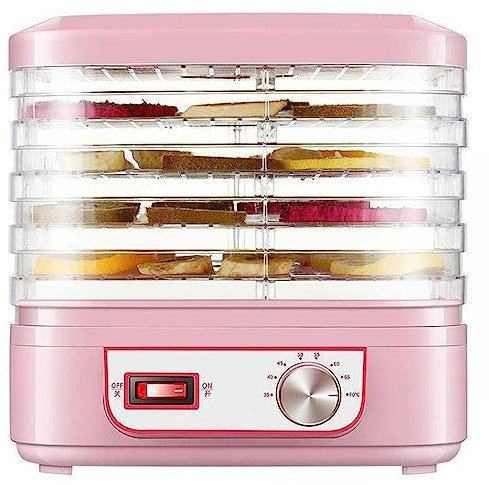 DISHENGZHEN 5 Trays Electric Food Dehydrator Fruit Dryer, 35-70°C Mini Pet Snack Dryer, Dehydrator for Food and Jerky, Fruits, Herbs, Veggies, Snacks Air Dryer for Home Use Food pink