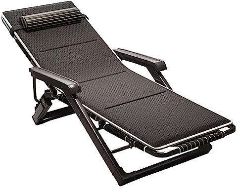 Lanmmraifc Liegen Sonnenliege Hoch Senioren Extra Breiter LiegefläChe Gartenliege Liegender Recliner Relaxliege Klappbar Faltbar Balkon Campingstuhl mit Kissen für Balkon Wohnzimmer