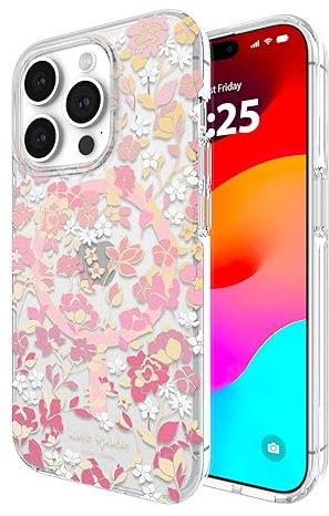 Case-Mate New York Case for iPhone 15 Pro, Compatible with Mag Safe - Flowerbed Pink Ombre
