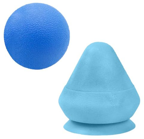 Conjunto de Dos Piezas Masajeador de Puntos Gatillo, Bola de Masaje Con Ventosa, Bola de Masaje de Espalda, para Automasaje Exterior, Hogar, Oficina, Yoga y Pilates(Azul）