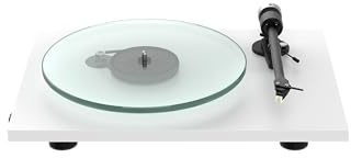 Pro-Ject T2 Super Phono, Audiophiler Plug-and-Play Plattenspieler mit hochwertiger MM-Phono-Preamp, massiver Glasteller, Sumiko Rainier (Weiß)